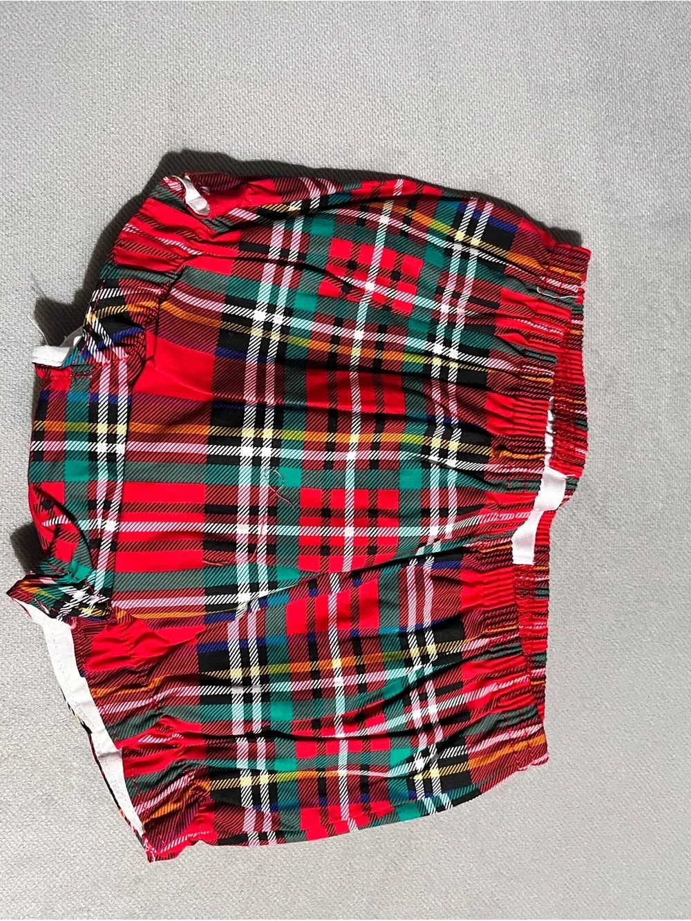 Cora- Cecil and Lou Red Green Plaid Girls Holiday Dress with bloomers White Sash